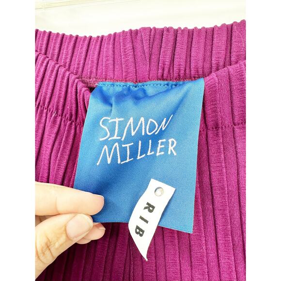 Simon Miller Ribbed Cyrene Berry Burgundy Pull-On Knit Pants Size Medium - Picture 5 of 8